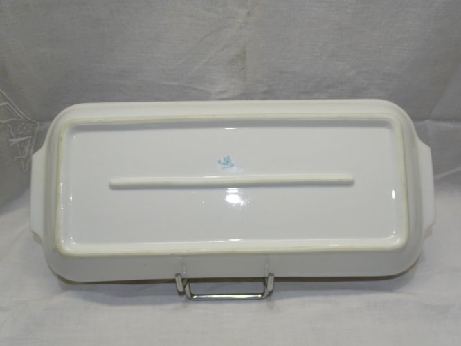 -JOLI ANCIEN PLAT à CAKE en PORCELAINE Française déco PETITES FLEURS COLOREES
