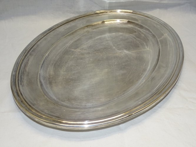 -JOLI ANCIEN PLAT de SERVICE FORME OVALE METAL BLANC CHRISTOFLE? déco TABLE