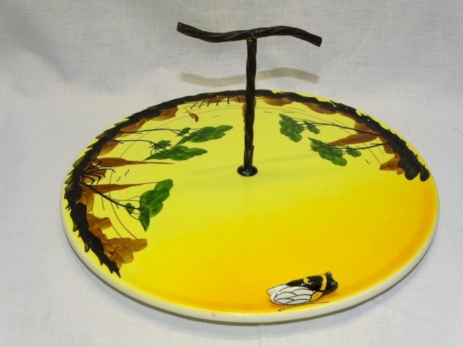 -JOLI ANCIEN PLATEAU A FROMAGE CERAMIQUE VALLAURIS Signé A FERLAY DECO TABLE  D