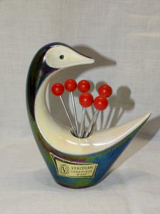 -JOLI ANCIEN PORTE FOURCHETTES A ESCARGOTS VERCERAM CERAMIQUE D'ART VITRINE   D