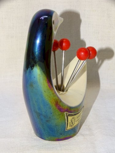 -JOLI ANCIEN PORTE FOURCHETTES A ESCARGOTS VERCERAM CERAMIQUE D'ART VITRINE   D