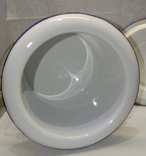 -JOLI ANCIEN POT DE CHAMBRE TOLE EMAILLEE BLANCHE Poignée BOIS COLLECTION     D