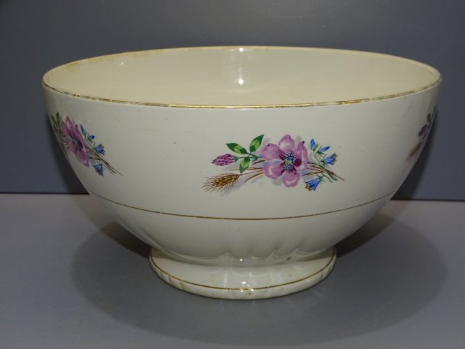 -JOLI ANCIEN SALADIER MOULIN des LOUPS CERAMIQUE VINTAGE COLLECTION DECO TABLE D