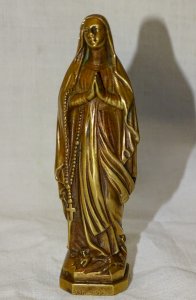 BEAUTIFUL ANCIENT BRONZE SUBJECT HOLY VIRGIN NOT Signed RELIGION COLLECTION JESUS D