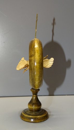 -JOLI ANCIEN SUJET COLOMBE de la PAIX BOIS SCULPE RELIQUAIRE RELIGION JESUS   D