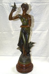 -JOLI ANCIEN SUJET REGULE Plaque BONJOUR par BROSSY COLLECTION DECO NO BRONZE  D