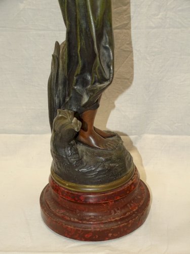 -JOLI ANCIEN SUJET REGULE Plaque BONJOUR par BROSSY COLLECTION DECO NO BRONZE  D