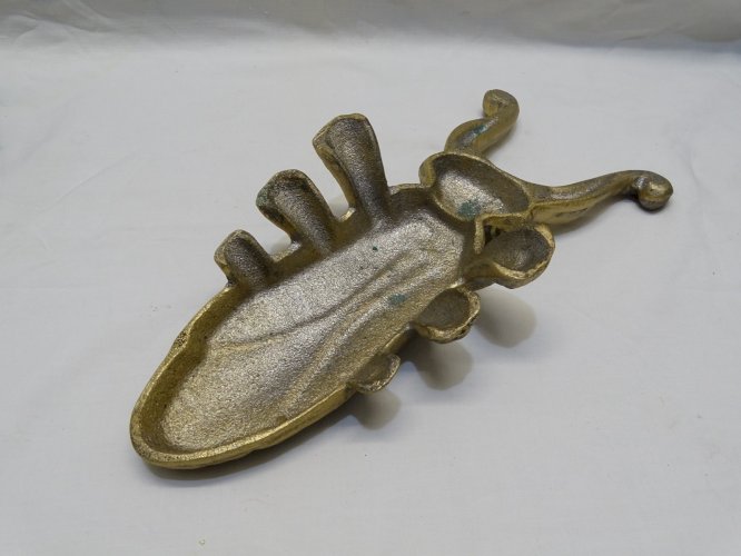 -  JOLI ANCIEN TIRE BOTTE BRONZE FORME SCARABEE DEBUT XXe déco PORTE ENTREE   D