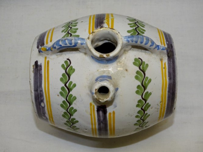 -JOLI ANCIEN TONNELET BOY XVIIIe CERAMIQUE EMAILLEE FAIENCE de NEVERS VITRINE  D