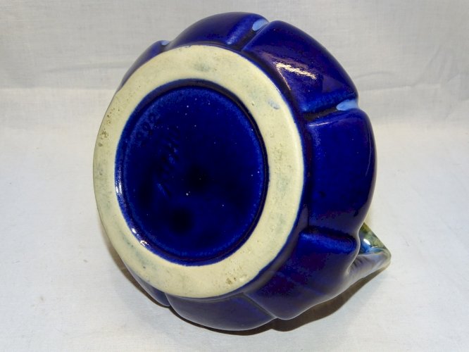 -JOLI ANCIEN VASE ALPHO ALPHONSE MOUTON ART DECO A COULURES TONS BLEUS   D