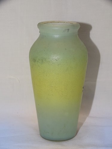 -JOLI ANCIEN VASE EN VERRE PEINT Signé ORIS PAYSAGE LACUSTRE COLLECTION     D