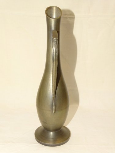 -JOLI ANCIEN VASE SOLIFLORE en ETAIN FIN 94% COLLECTION DECO XXe     D