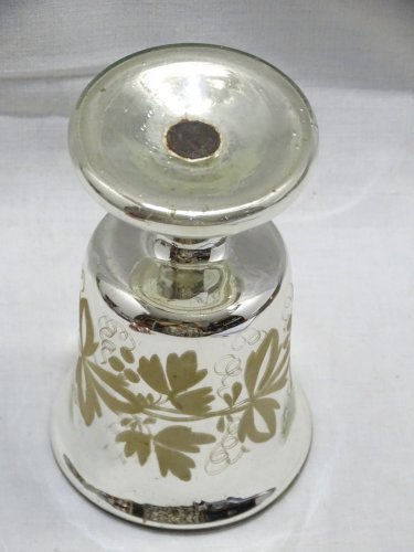 -JOLI ANCIEN VERRE CALICE VERRE EGLOMISE décor de FEUILLES COLLECTION VITRINE  D