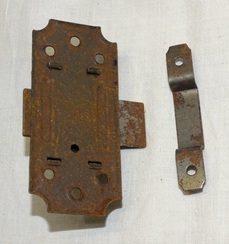 -JOLI ANCIEN VERROU TARGETTE LOQUET METAL PEINT NOIR déco PORTE   D