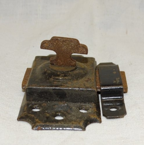 -JOLI ANCIEN VERROU TARGETTE LOQUET METAL PEINT NOIR déco PORTE   D