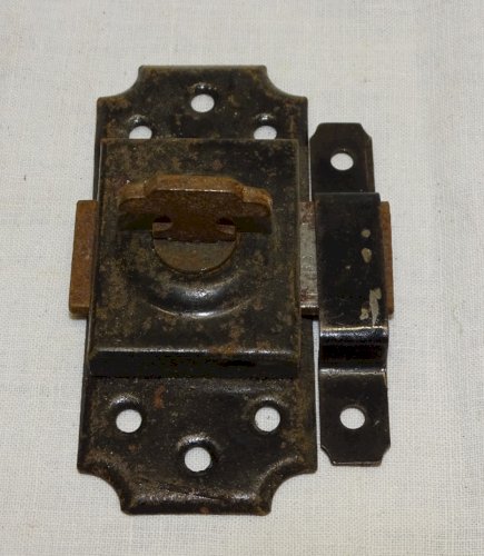 -JOLI ANCIEN VERROU TARGETTE LOQUET METAL PEINT NOIR déco PORTE   D