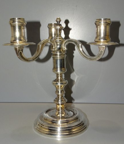 -JOLI BOUGEOIR 3 FEUX METAL ARGENTE CHRISTOFLE DECO TABLES DE FETES BOUGIES  D