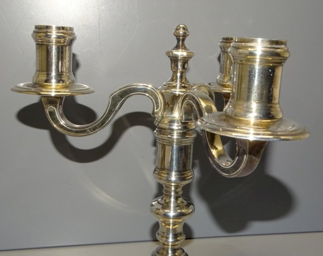 -JOLI BOUGEOIR 3 FEUX METAL ARGENTE CHRISTOFLE DECO TABLES DE FETES BOUGIES  D