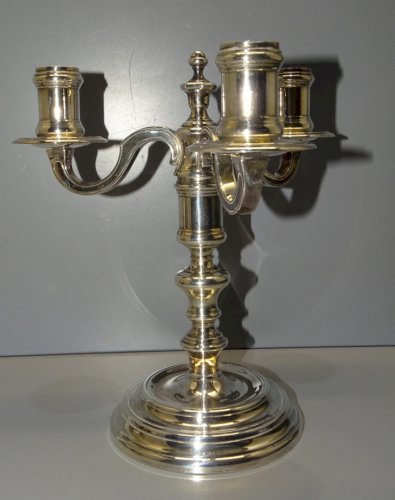 -JOLI BOUGEOIR 3 FEUX METAL ARGENTE CHRISTOFLE DECO TABLES DE FETES BOUGIES  D