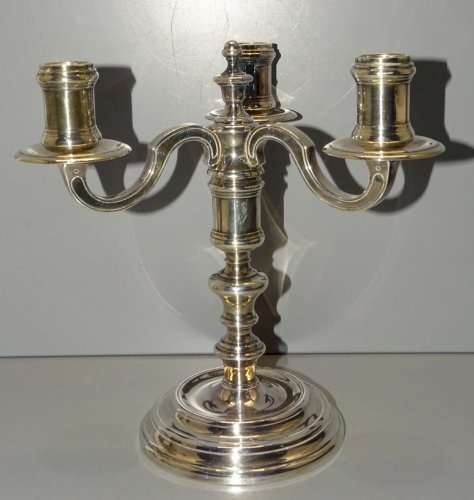 -JOLI BOUGEOIR 3 FEUX METAL ARGENTE CHRISTOFLE DECO TABLES DE FETES BOUGIES  D