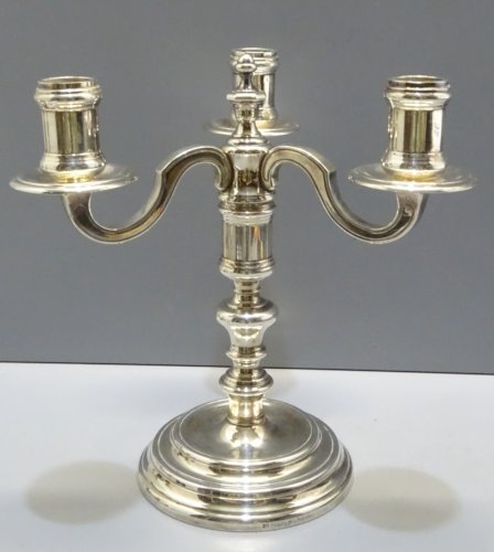 -JOLI BOUGEOIR 3 FEUX METAL ARGENTE CHRISTOFLE DECO TABLES DE FETES BOUGIES  D