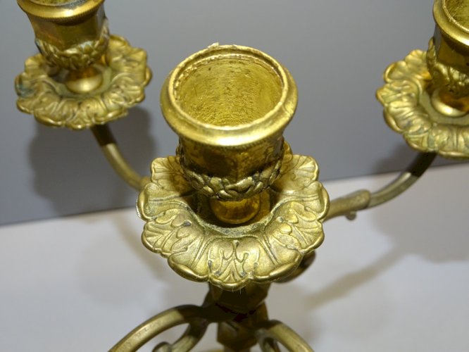 -JOLI BOUGEOIR DE TABLE 5 FEUX BRONZE ou LAITON XXe déco TABLE  COLLECTION   D