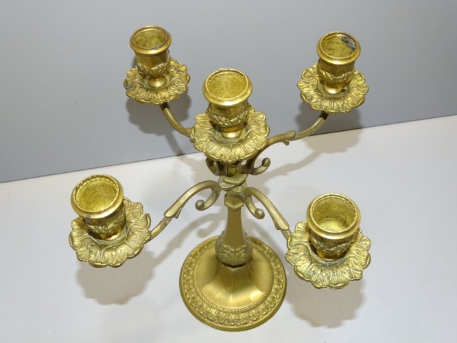 -JOLI BOUGEOIR DE TABLE 5 FEUX BRONZE ou LAITON XXe déco TABLE  COLLECTION   D