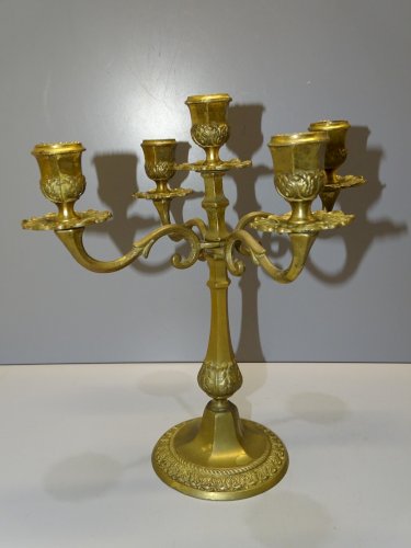 -JOLI BOUGEOIR DE TABLE 5 FEUX BRONZE ou LAITON XXe déco TABLE  COLLECTION   D
