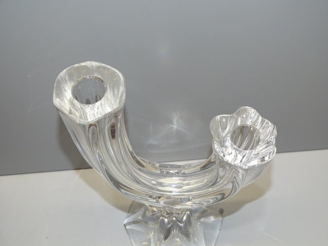 -JOLI BOUGEOIR DOUBLE CRISTAL MODERNISTE VINTAGE déco Table BOUGIE sans Marque D