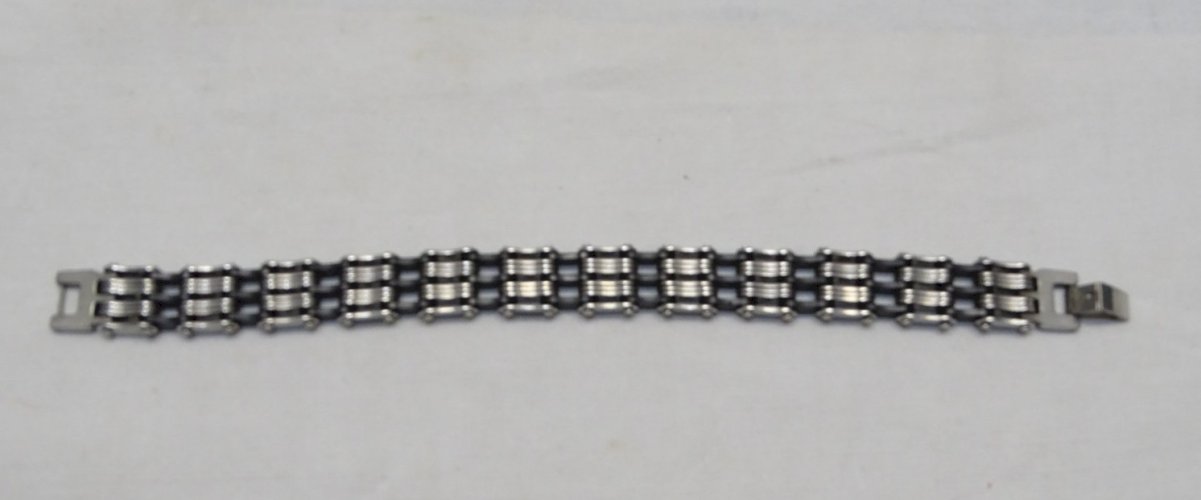 -JOLI BRACELET HOMME CHAINE ACIER & CAOUTCHOUC  STAINLESS STEEL BIJOU MODERNE  D
