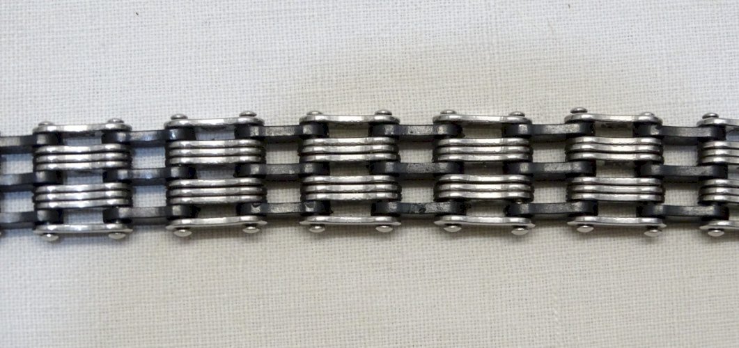 -JOLI BRACELET HOMME CHAINE ACIER & CAOUTCHOUC  STAINLESS STEEL BIJOU MODERNE  D