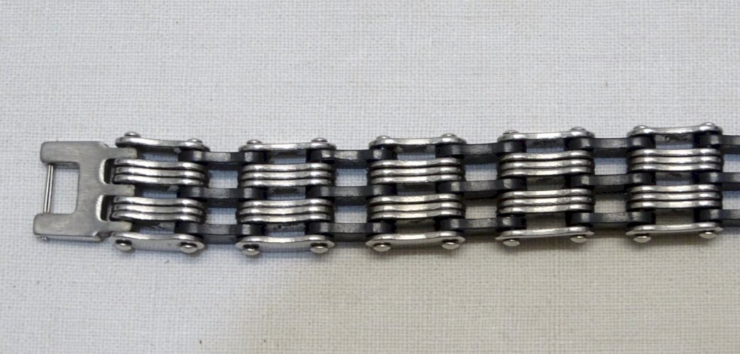 -JOLI BRACELET HOMME CHAINE ACIER & CAOUTCHOUC  STAINLESS STEEL BIJOU MODERNE  D