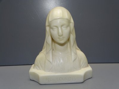 BEAUTIFUL BUST OF OUR LADY OF LOURDES signed Ch MAILLARD in ALABASTER COLLECTION D