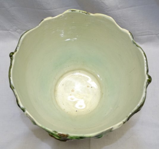 -JOLI CACHE POT BARBOTINE FIVES LILLE DE BRUYN A DECOR DE CERISES COLLECTION   D