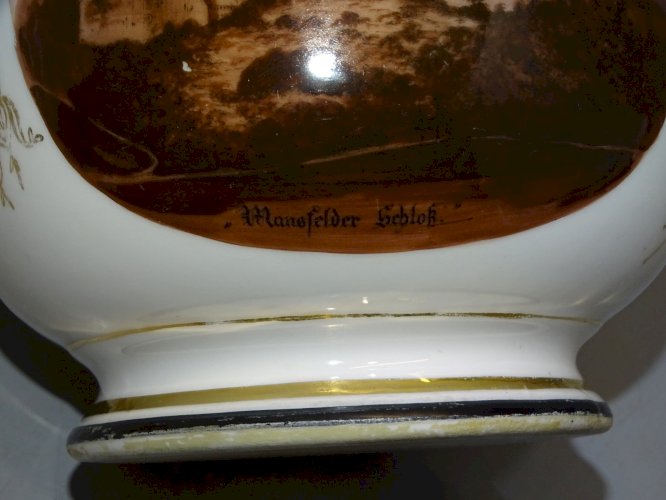 -JOLI CACHE POT PORCELAINE NAPOLEON III CHATEAU MANSFELDER SCHLOSS       D
