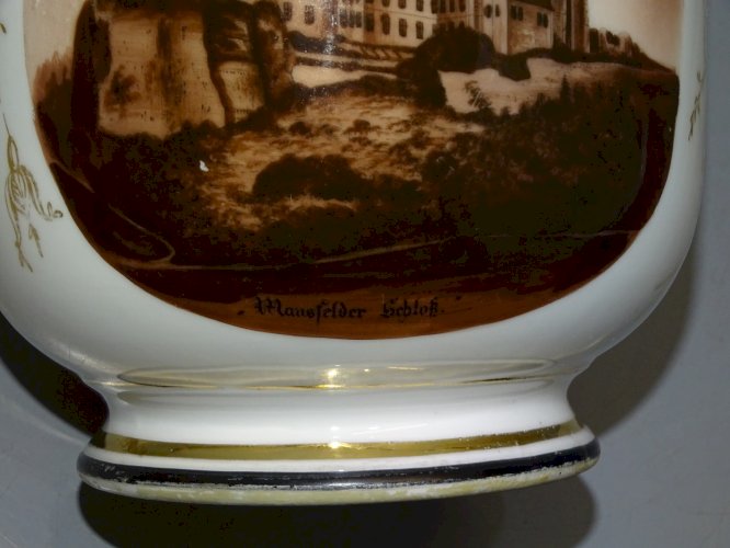 -JOLI CACHE POT PORCELAINE NAPOLEON III CHATEAU MANSFELDER SCHLOSS       D