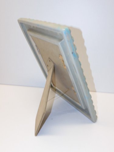  *JOLI CADRE MIROIR CERAMIQUE BLEUE à poser avec décor tortillons VINTAGE XXe D