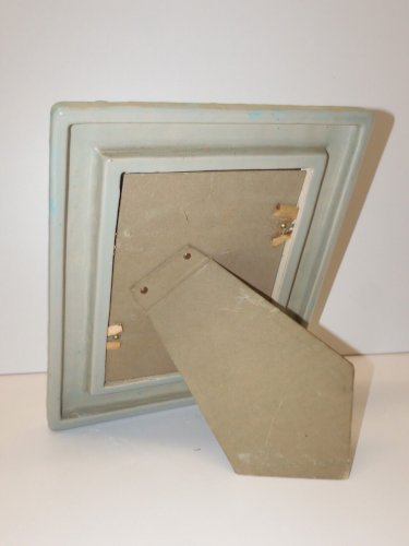  *JOLI CADRE MIROIR CERAMIQUE BLEUE à poser avec décor tortillons VINTAGE XXe D