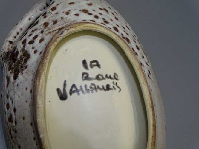 -JOLI COUPE A FRUITS VINTAGE CERAMIQUE VALLAURIS LA ROUE émail lava coloré