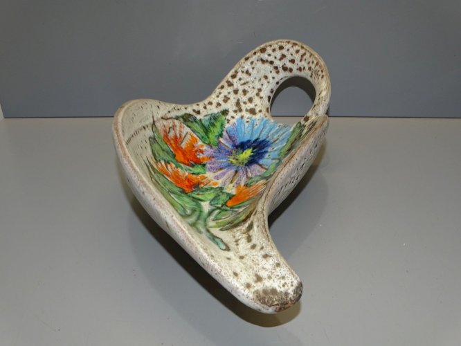 -JOLI COUPE A FRUITS VINTAGE CERAMIQUE VALLAURIS LA ROUE émail lava coloré