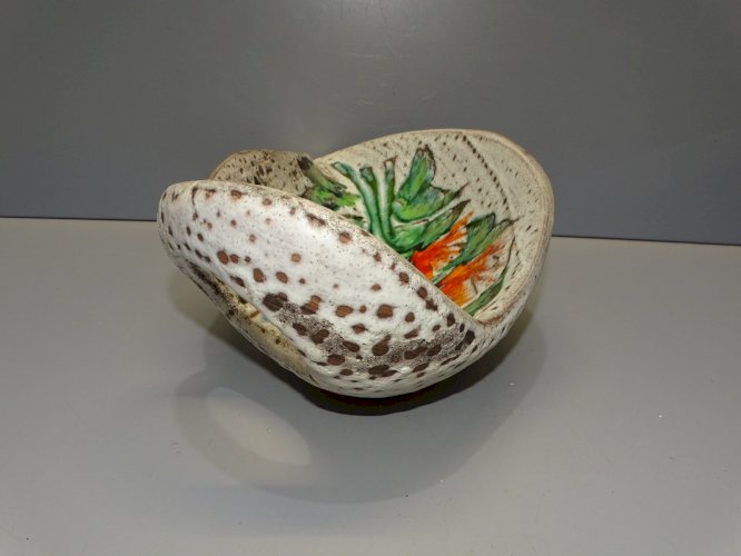 -JOLI COUPE A FRUITS VINTAGE CERAMIQUE VALLAURIS LA ROUE émail lava coloré