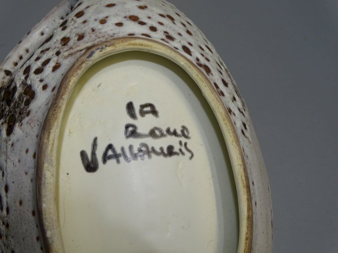 -JOLI COUPE A FRUITS VINTAGE CERAMIQUE VALLAURIS LA ROUE émail lava coloré