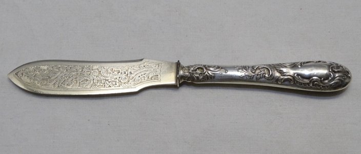 -JOLI COUTEAU OUVRE LETTRES MANCHE ARGENT FOURRE Poinçon MINERVE    D