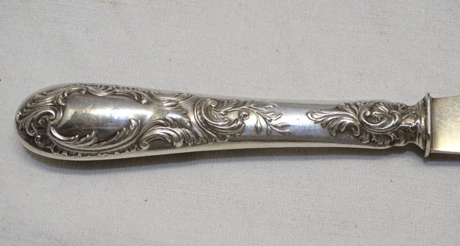 -JOLI COUTEAU OUVRE LETTRES MANCHE ARGENT FOURRE Poinçon MINERVE    D