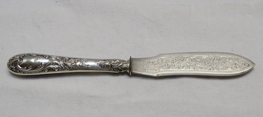 -JOLI COUTEAU OUVRE LETTRES MANCHE ARGENT FOURRE Poinçon MINERVE    D