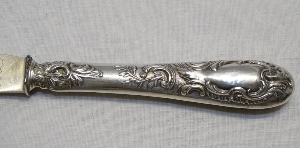 -JOLI COUTEAU OUVRE LETTRES MANCHE ARGENT FOURRE Poinçon MINERVE    D