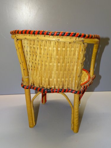 -JOLI FAUTEUIL OSIER MINIATURE ou de POUPEE  Déco COLLECTION  JOUET VINTAGE   D