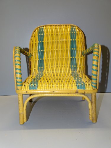 -JOLI FAUTEUIL OSIER MINIATURE ou de POUPEE  Déco COLLECTION  JOUET VINTAGE   D