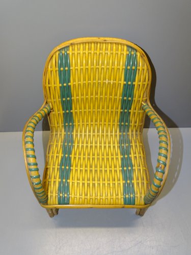 -JOLI FAUTEUIL OSIER MINIATURE ou de POUPEE  Déco COLLECTION  JOUET VINTAGE   D