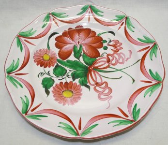 BEAUTIFUL LARGE CERAMIC PLATE EARTHENWARE FROM ISLETTES DECORATED WITH A BOUQUET OF FLOWERS D